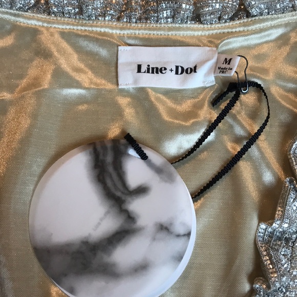 NWT LINE + DOT SPARKLY SILVER & BEIGE SWEATER SZ M - Picture 15 of 16